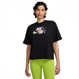 Nike T-Shirt Logo Crop Nero Donna