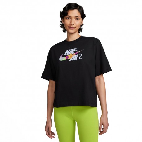 Nike T-Shirt Logo Crop Nero Donna