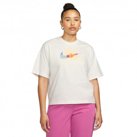 Nike T-Shirt Logo Crop Bianco Donna