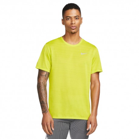 Nike Maglia Running Miler Breathe Bright Cactus Reflective Argento Uomo