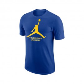 Nike T-Shirt Basket Nba Warriors Jordan Blu Giallo Uomo