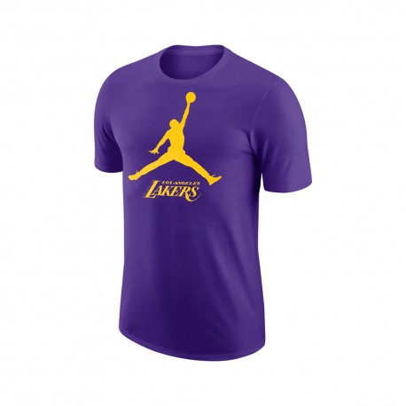 Nike T-Shirt Basket Nba Lakers Jordan Viola Giallo Uomo