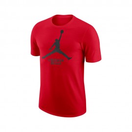 Nike T-Shirt Basket Nba Bulls Jordan Rosso Nero Uomo