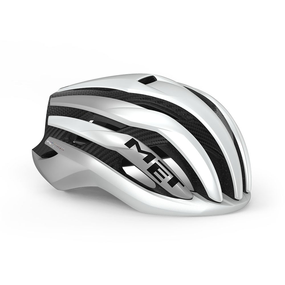 Met Casco Bici Trenta 3K Carbon Mips Bianco Argento Metallizzato Opaco Uomo S