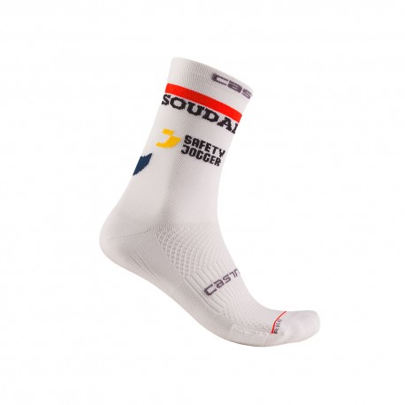 Castelli Calze Ciclismo Rosso Corsa Pro 15 Quick-Step White Uomo