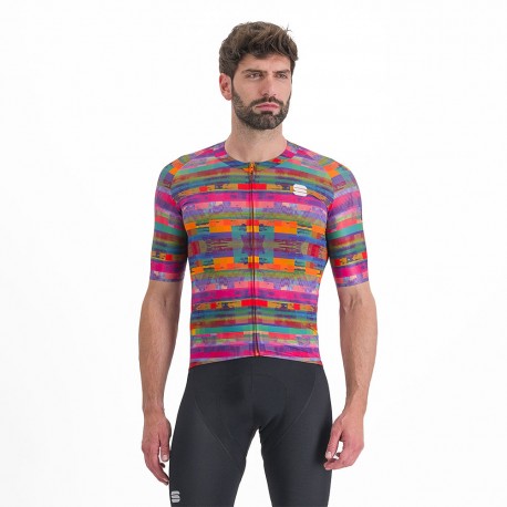 Sportful Maglia Ciclismo Glitch Bomber Multicolor Pink Uomo