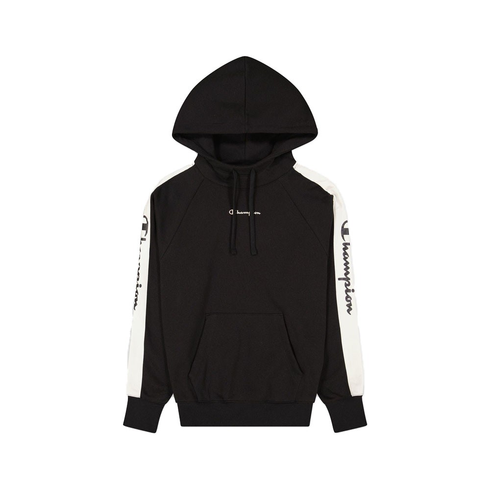 Felpa champion nera con strisce bianche on sale