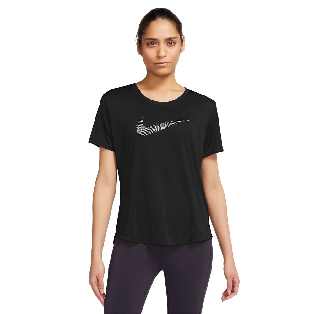 Nike Maglia Running Mm Run Swoosh Nero Bianco Donna M