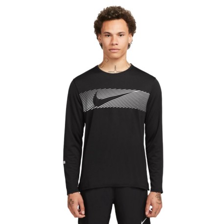 Nike Maglia Running Ml Miler Flash Nero Reflective Uomo