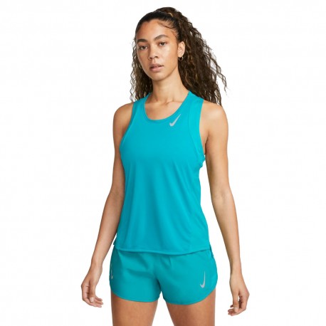 Nike Canotta Running Fast Rapid Teal Reflective Argento Donna