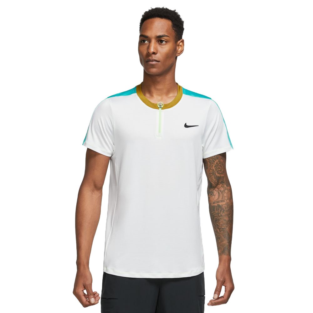 Image of Nike Maglia Tennis Advantage Zip Bianco Azzurro Uomo S
