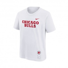 Nike T-Shirt Basket Nba Essent Bp Bulls Bianco Rosso Bambino