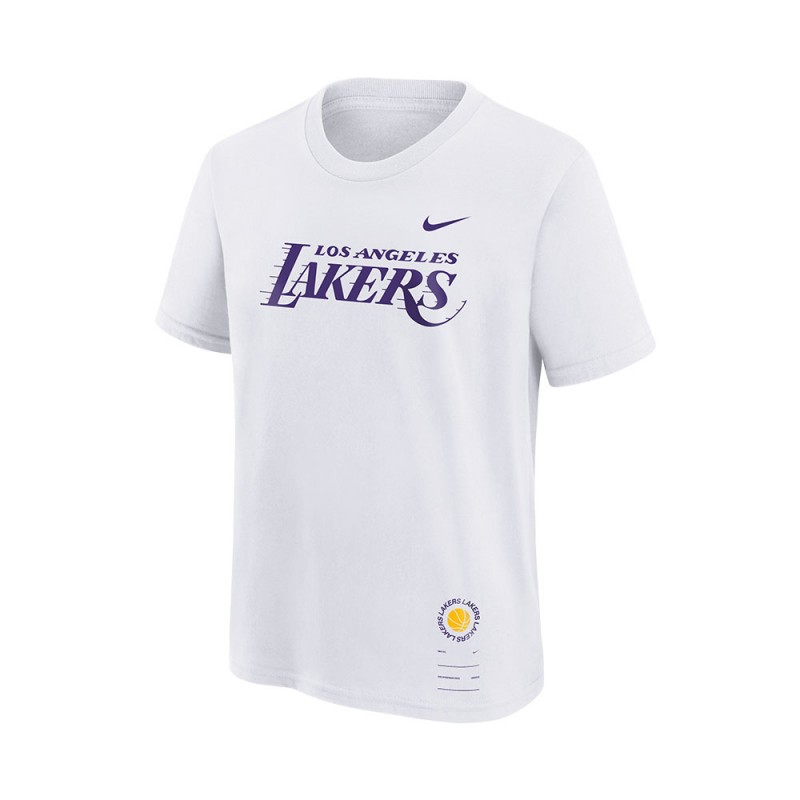 Nike T-Shirt Basket Nba Essent Bp Lakers Bianco Viola Bambino