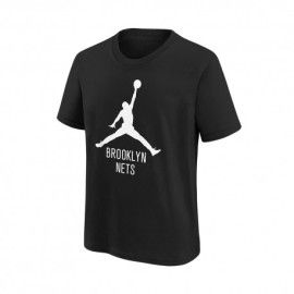 Nike T-Shirt Basket Nba Jordan Nets Nero Bianco Bambino