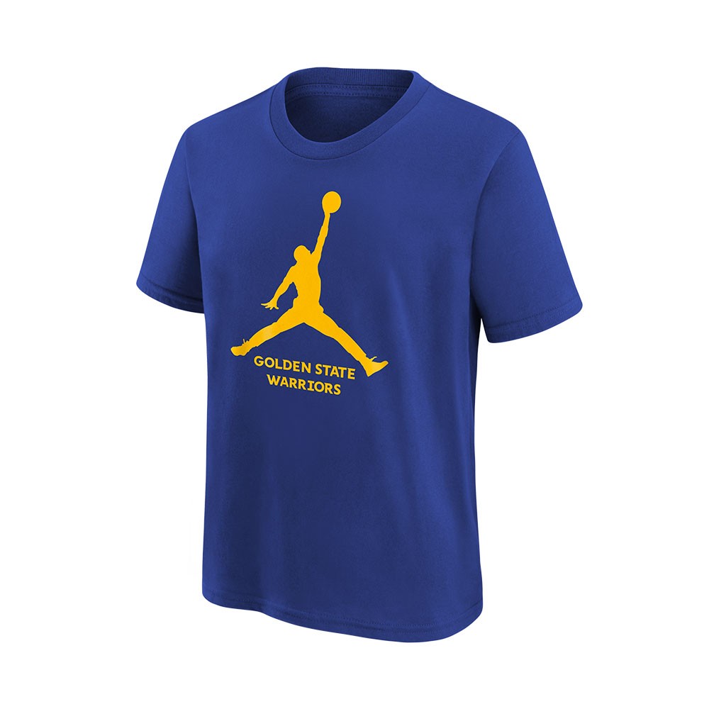 Nike T-Shirt Basket Nba Jordan Warriors Blu Giallo Bambino XL