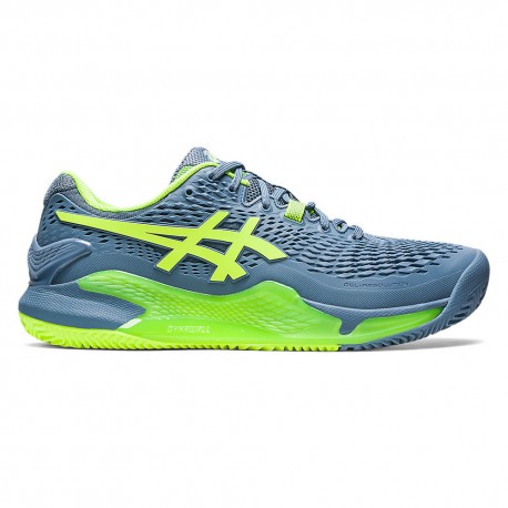 Asics Gel-Resolution 9 Clay Steel Blue Hazard Verde - Scarpe Da Tennis Uomo