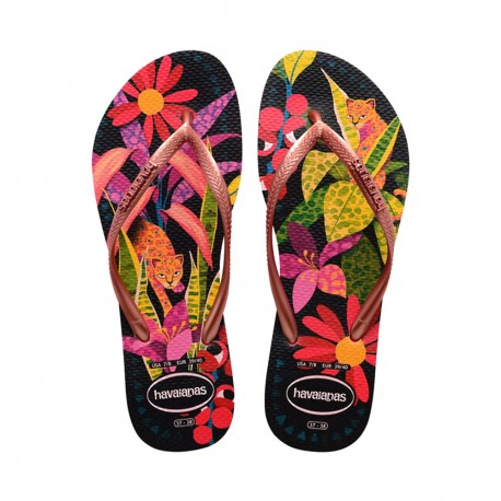 Havaianas Slim Tropical Nero - Infradito Mare Donna