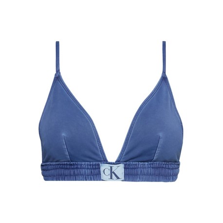 Calvin Klein Bikini Triangolo Delavato Blu 4Donna