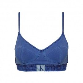 Calvin Klein Bralette Delavata Logo Blu 4Donna