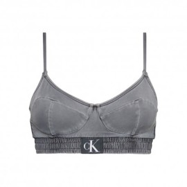 Calvin Klein Bralette Delavato Logo Nero 4Donna