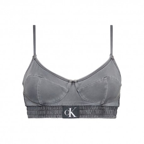 Calvin Klein Bralette Delavato Logo Nero 4Donna