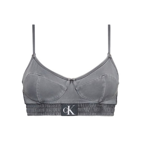 Calvin Klein Bralette Delavato Logo Nero 4Donna