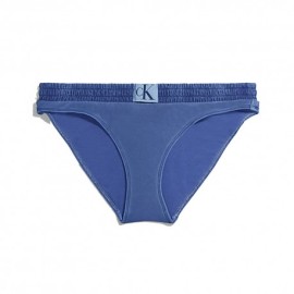 Calvin Klein Costume Slip Delavato Logo Parlato Blu Donna