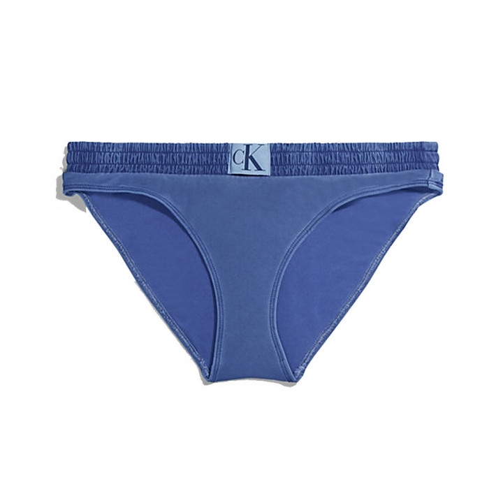 Calvin Klein Costume Slip Delavato Logo Parlato Blu 4Donna