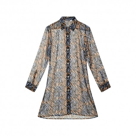 Seay Abito Da Spiaggia Camicia Ml Tiger Nero Donna