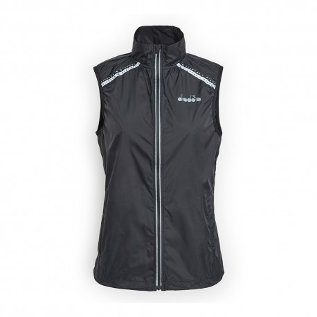 Diadora Gilet Running Pakable Nero Donna