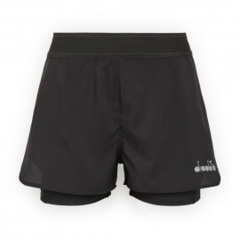 Diadora Pantaloncini Running Double Layer 2In1 Be One Nero Donna