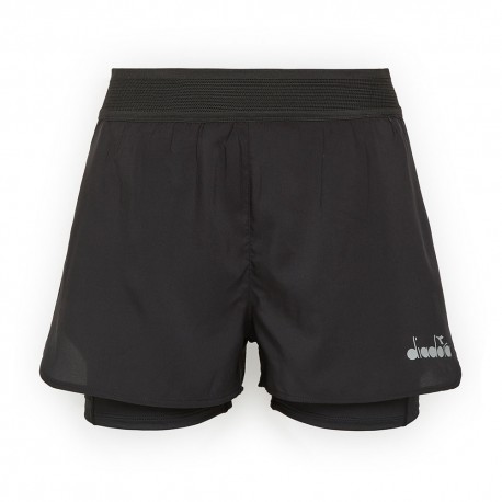 Diadora Pantaloncini Running Double Layer 2In1 Be One Nero Donna