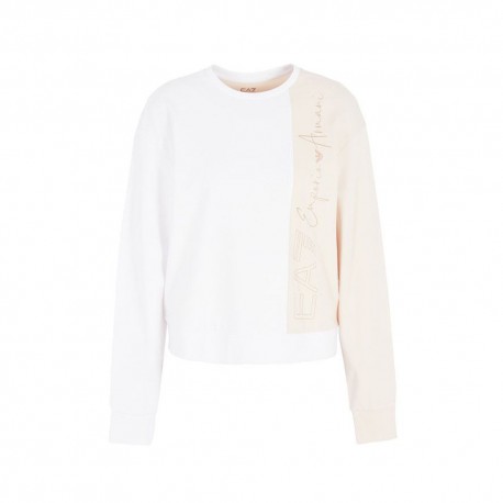 Ea7 Felpa Girocollo Bianco Donna