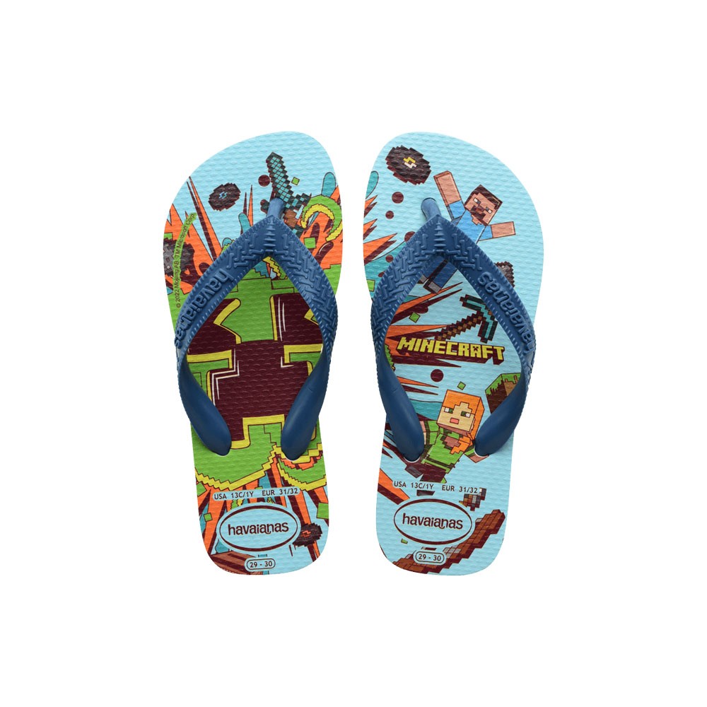 Havaianas Infradito Mare Minecraft Celeste Bambino BRASIL 31/32 - EUR 33/34