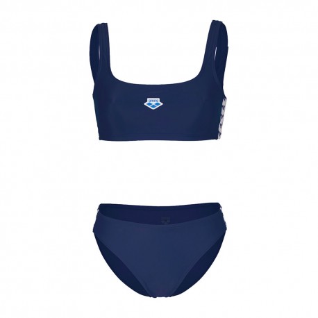 Arena Costume Due Pezzi Piscina Icons Bralette Solid Navy Bianco Donna