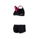 Arena Costume Intero Piscina Due Pezzi Energy Nero Rosso Bambina