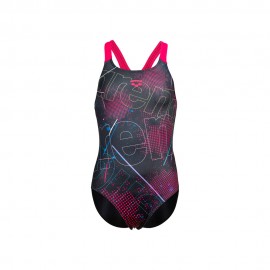 Arena Costume Intero Piscina Galactics Nero Fucsia Bambina