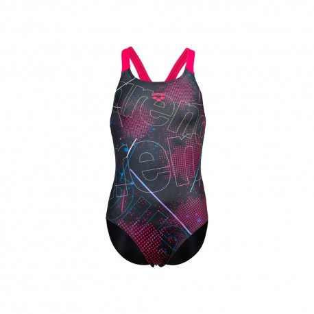 Arena Costume Intero Piscina Galactics Nero Fucsia Bambina