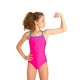 Arena Costume Intero Piscina Light Drop Solid Thin Fucsia Turchese Bambina