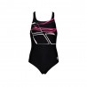 Arena Costume Intero Piscina Logo Nero Fucsia Bambina