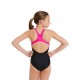 Arena Costume Intero Piscina Logo Nero Fucsia Bambina