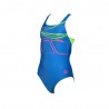 Arena Costume Intero Piscina Logo Turchese Fucsia Bambina