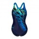 Arena Costume Intero Piscina Shading Navy Turchese Donna