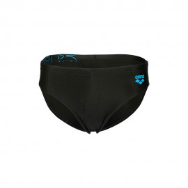 Arena Costume Intero Piscina Slip Graphic Nero Turchese Bambino