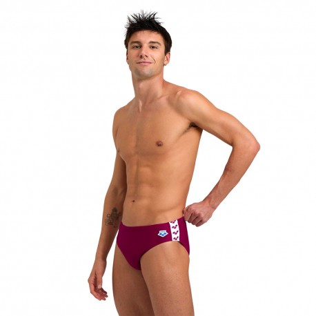 Arena Costume Intero Piscina Slip Icons Solid Bordeaux Bianco Uomo