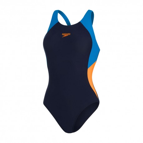 Speedo Costume Intero Piscina Colbl Splice Bavy Papaya Donna
