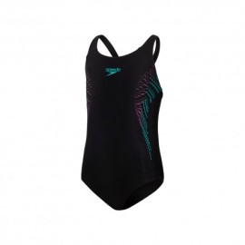 Speedo Costume Intero Piscina Placement Nero Tiffany Bambina