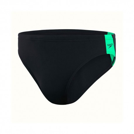 Speedo Costume Intero Piscina Slip Boom Logo Splice Nero Verde Uomo