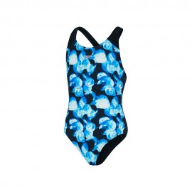 Speedo Costume Intero Piscina Splshbk Nero Azzurro Bambina