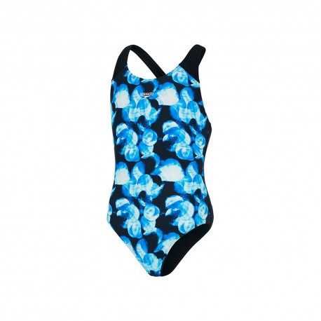 Speedo Costume Intero Piscina Splshbk Nero Azzurro Bambina